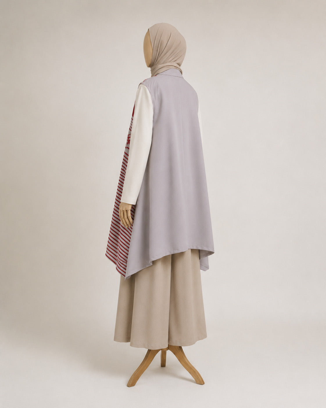 Kila Grey Red Tenun Long Vest