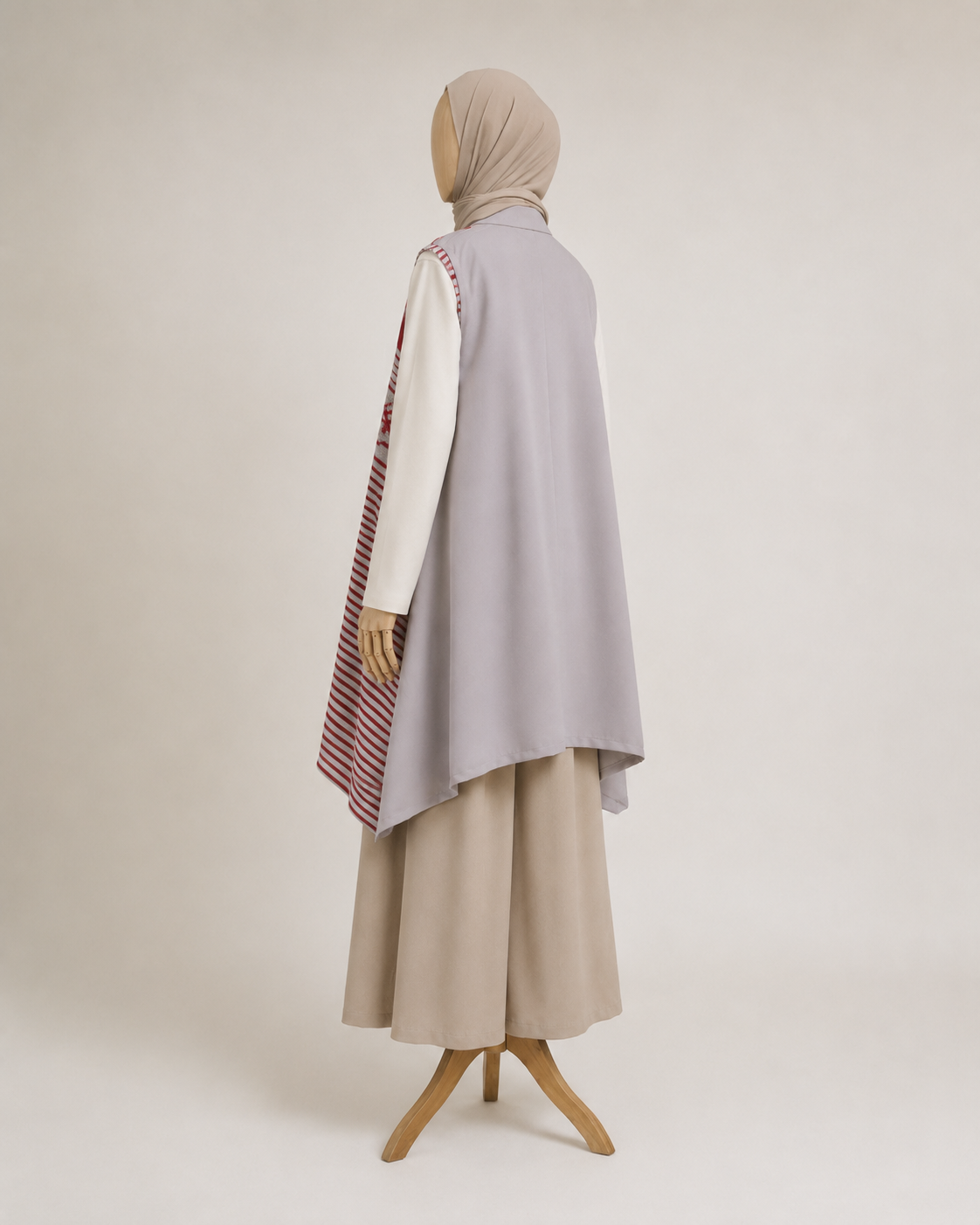 Kila Grey Red Tenun Long Vest
