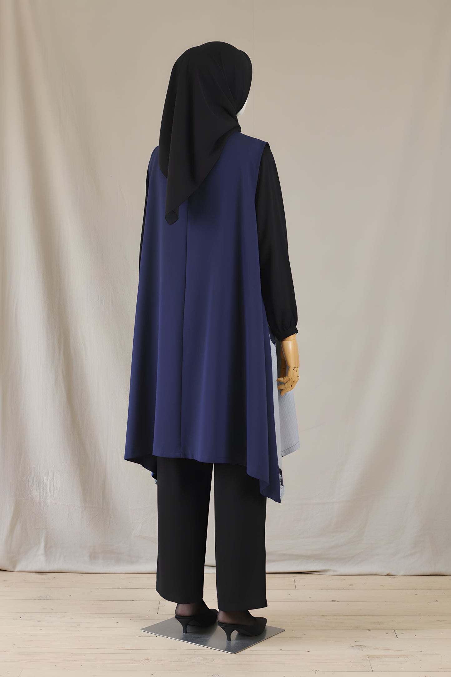 Kila Navy Grey III Tenun Long Vest