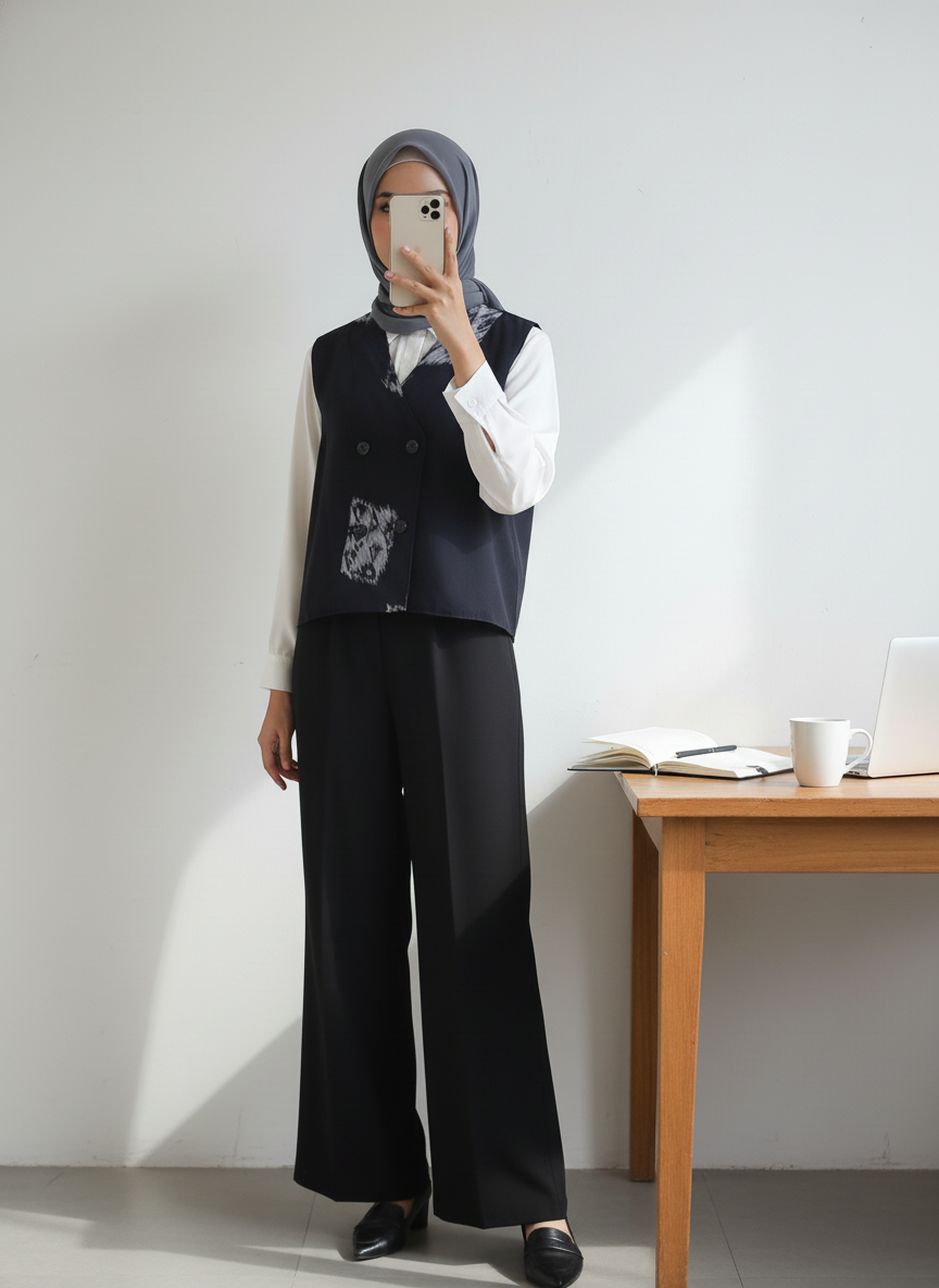 Lale Black Tenun Vest