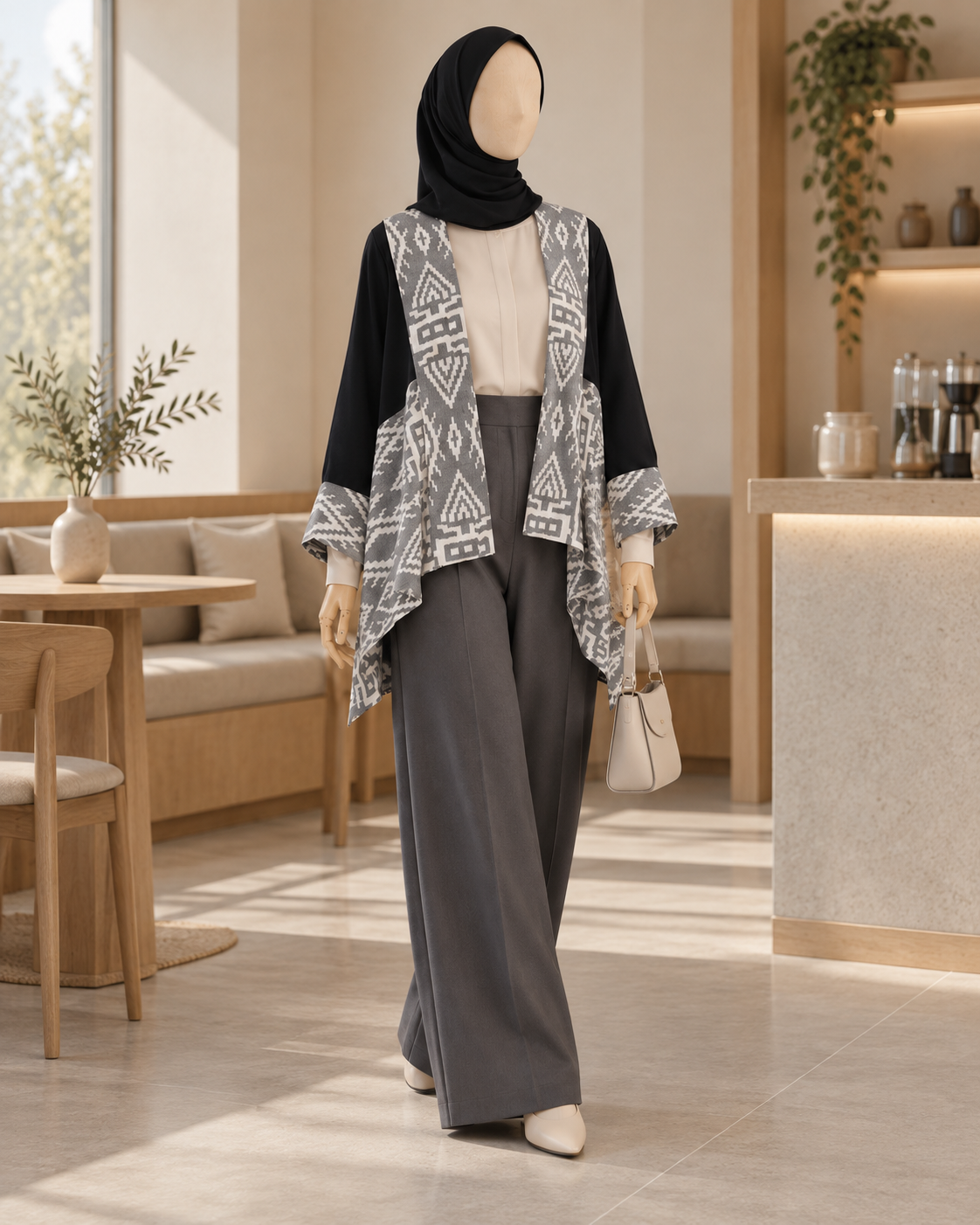 Miray Black Grey Tenun Outer