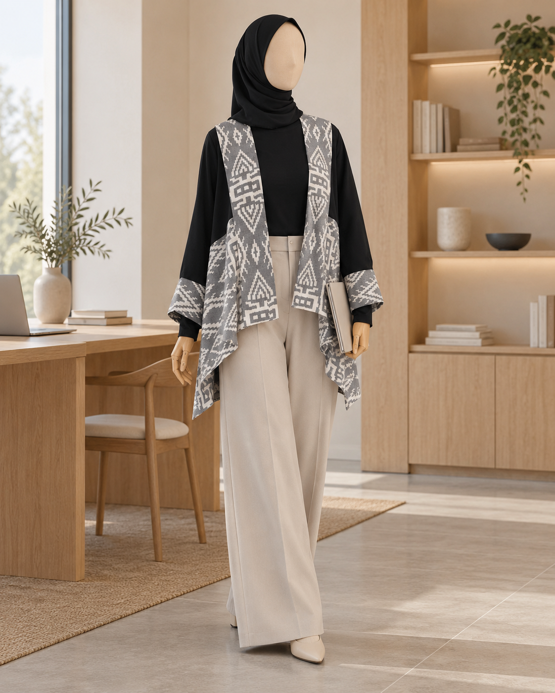 Miray Black Grey Tenun Outer