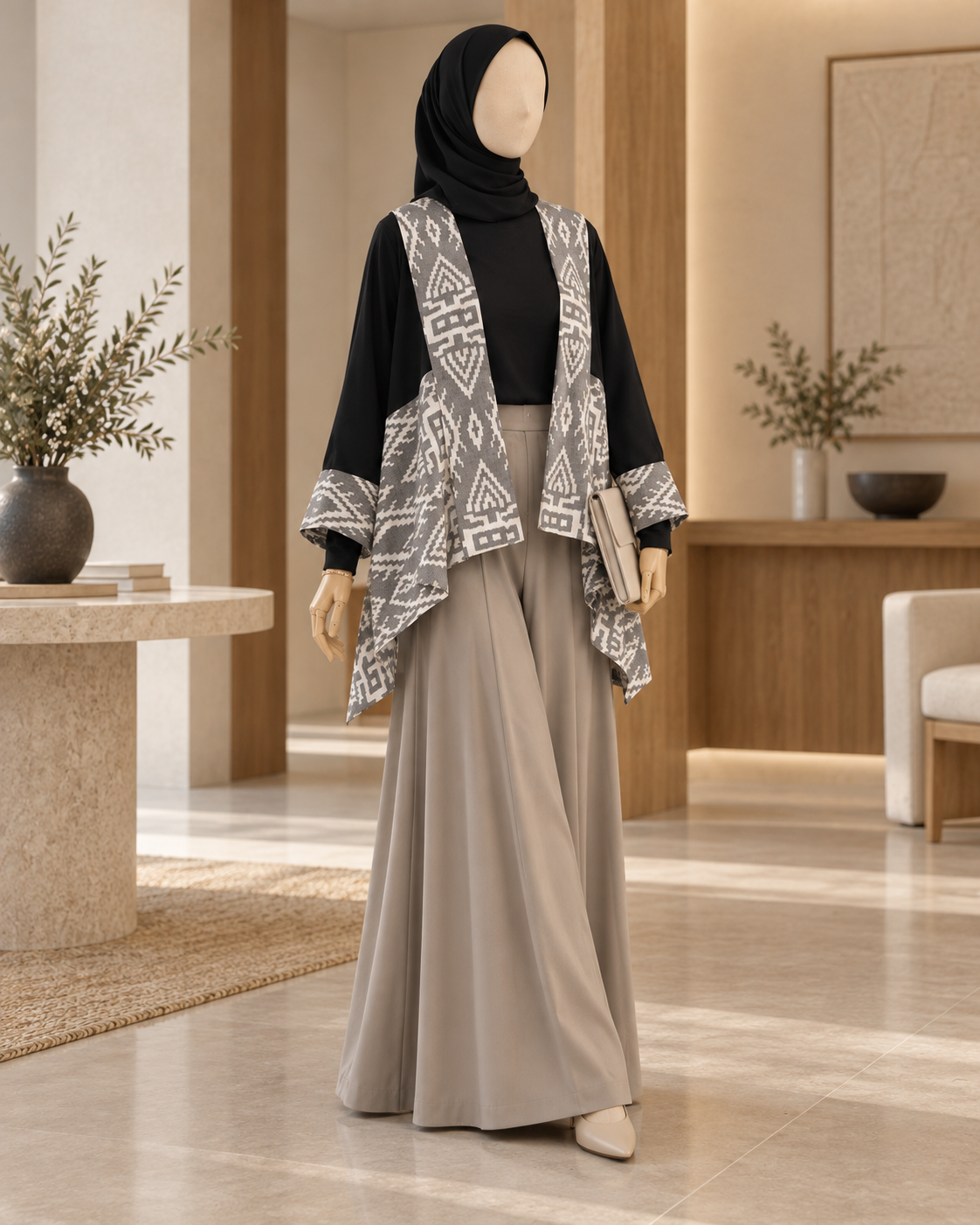 Miray Black Grey Tenun Outer