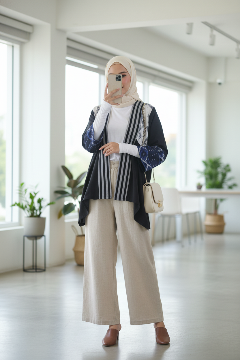 Meyra Black White Tenun OUter