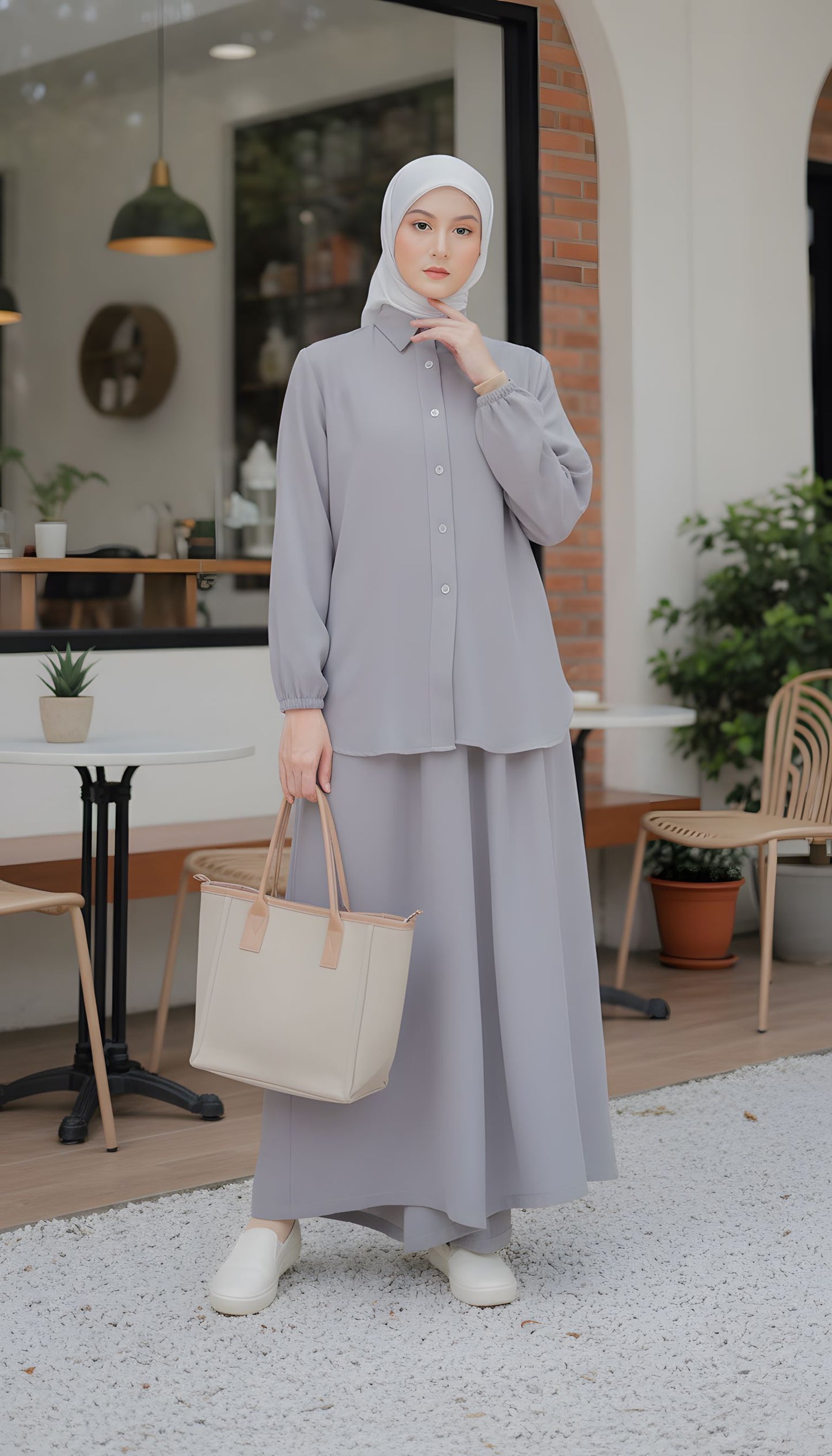 Nora Hannah Grey Basic Shirt & Culotte