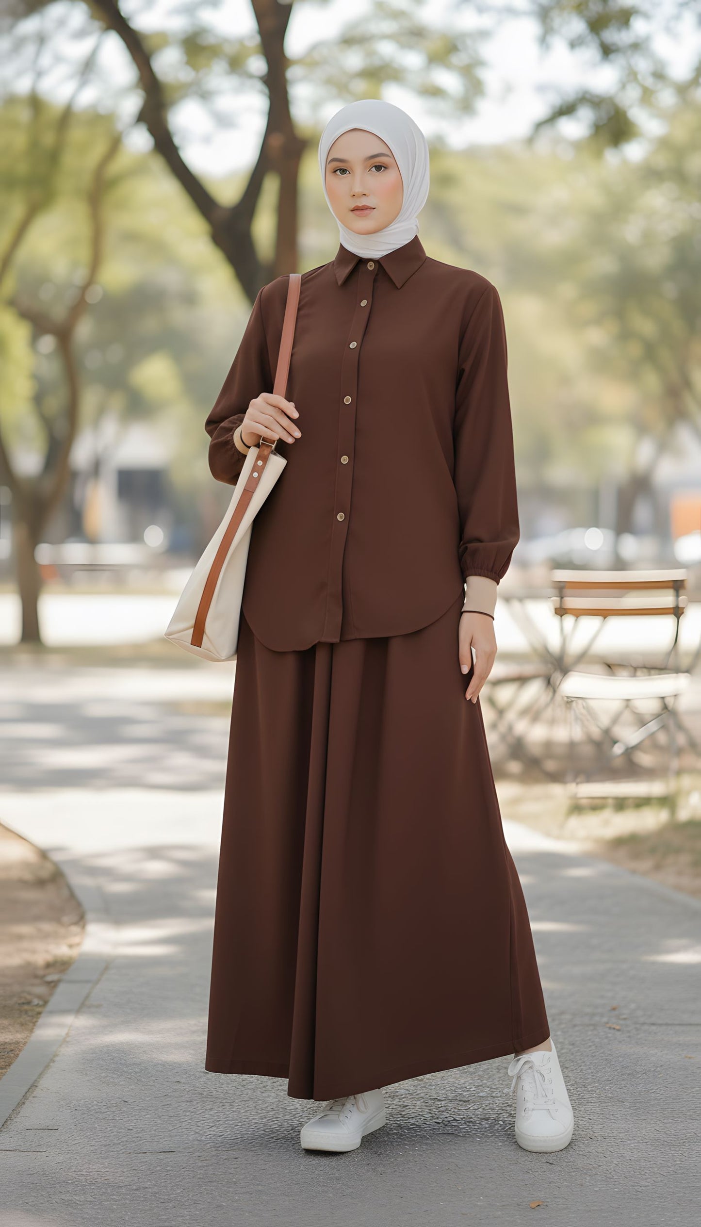 Nora Hannah Brown Basic Shirt & Culotte