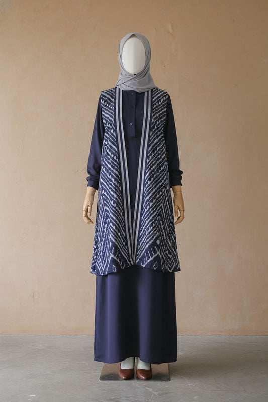 Nafira Navy Tenun Vest