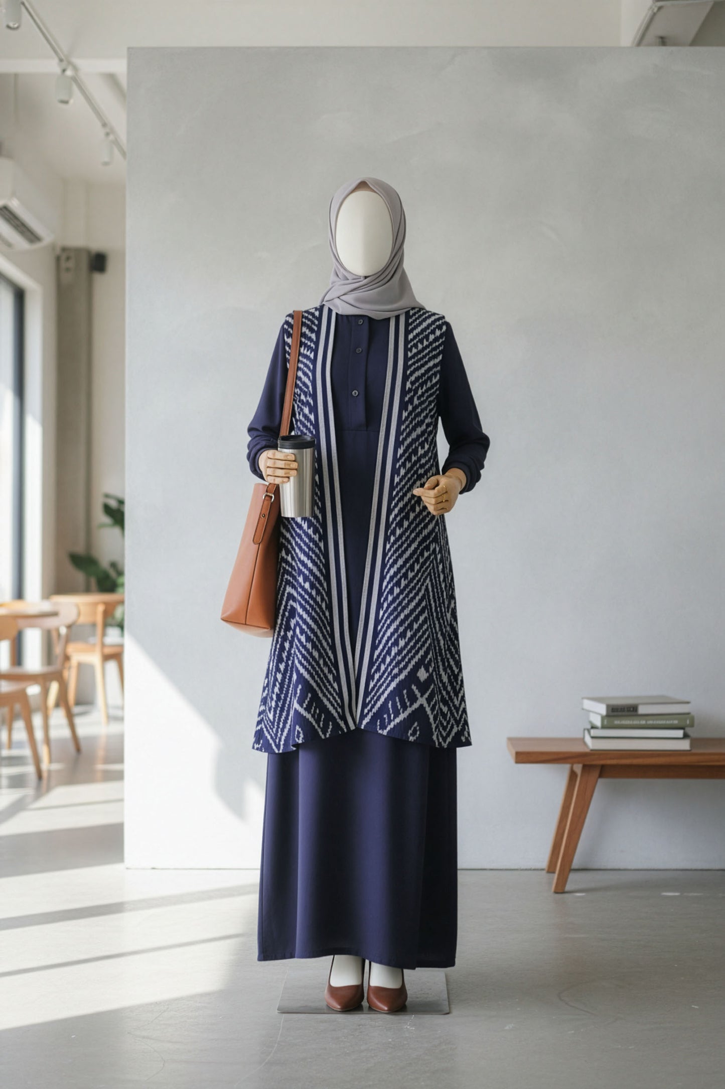 Nafira Navy Tenun Vest