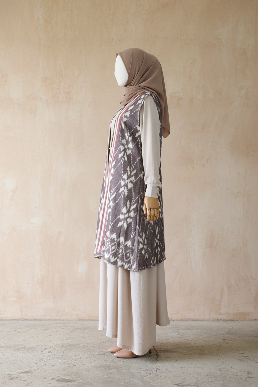 Nafira Taupe Tenun Vest
