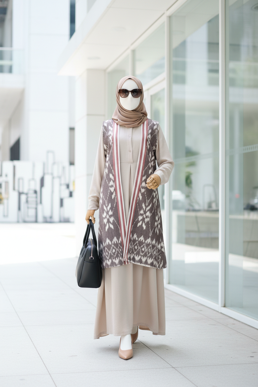 Nafira Taupe Tenun Vest