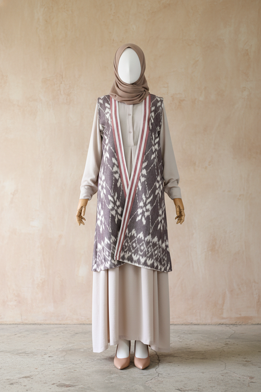 Nafira Taupe Tenun Vest