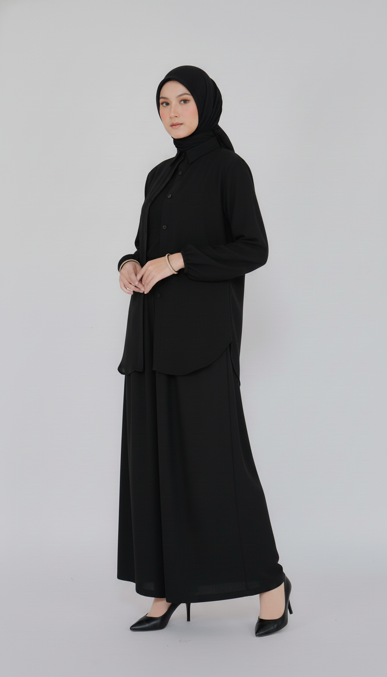 Nora Hannah Black Basic Shirt & Culotte