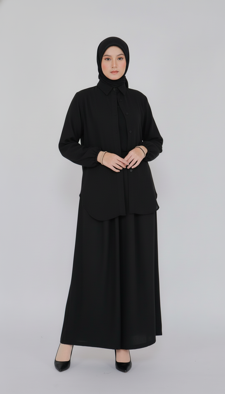 Nora Hannah Black Basic Shirt & Culotte