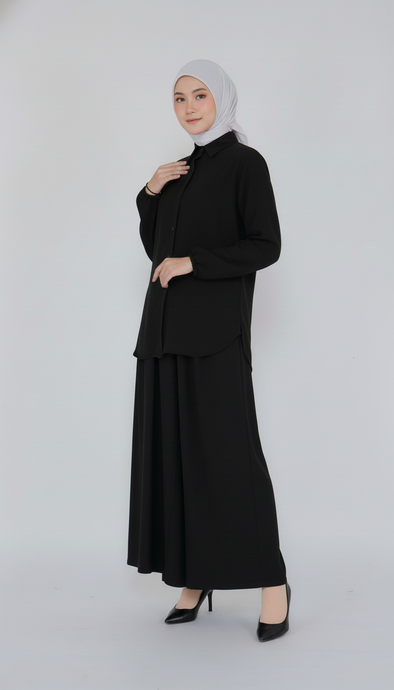 Nora Hannah Black Basic Shirt & Culotte