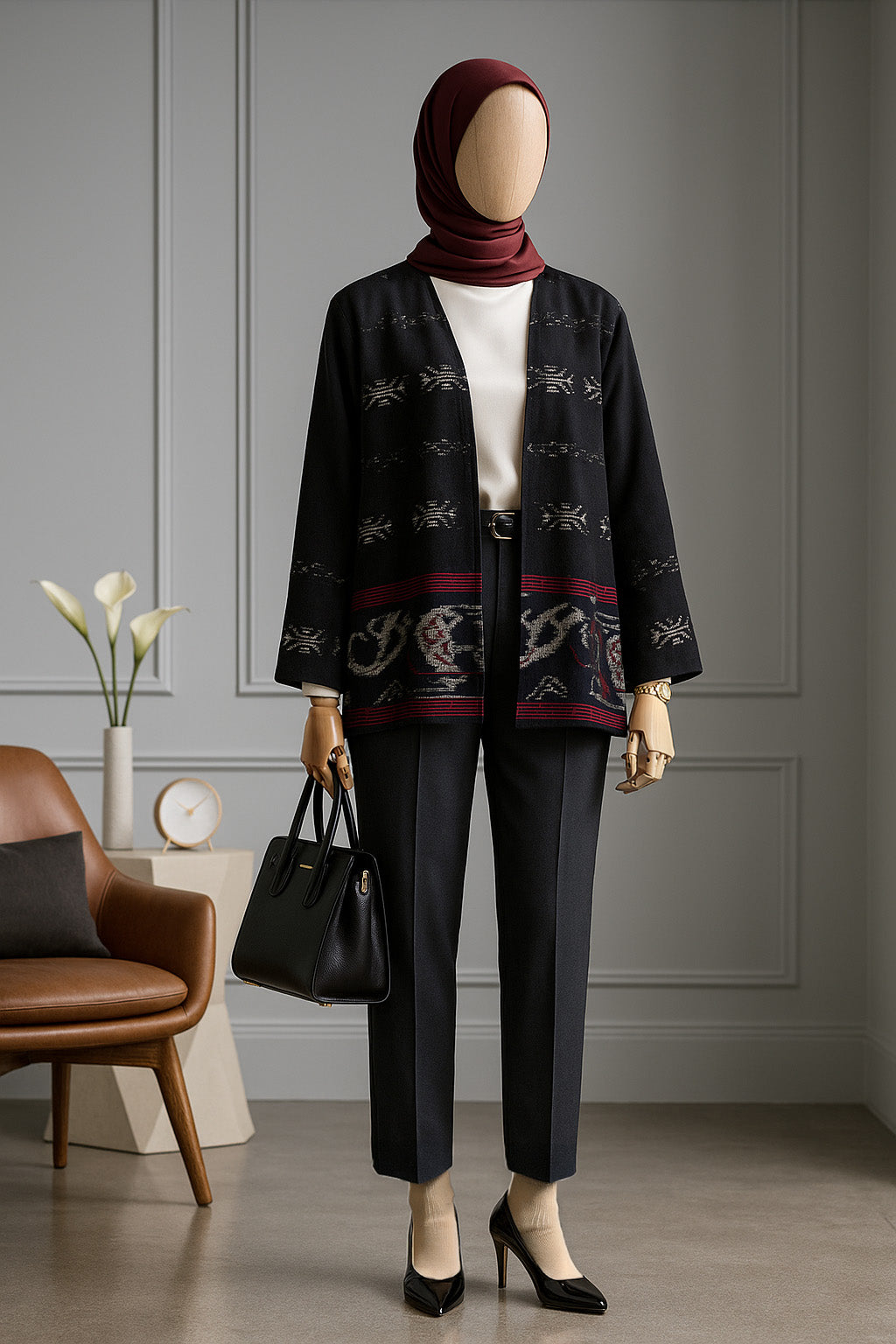 Freya Zoa Black Red Tenun Outer