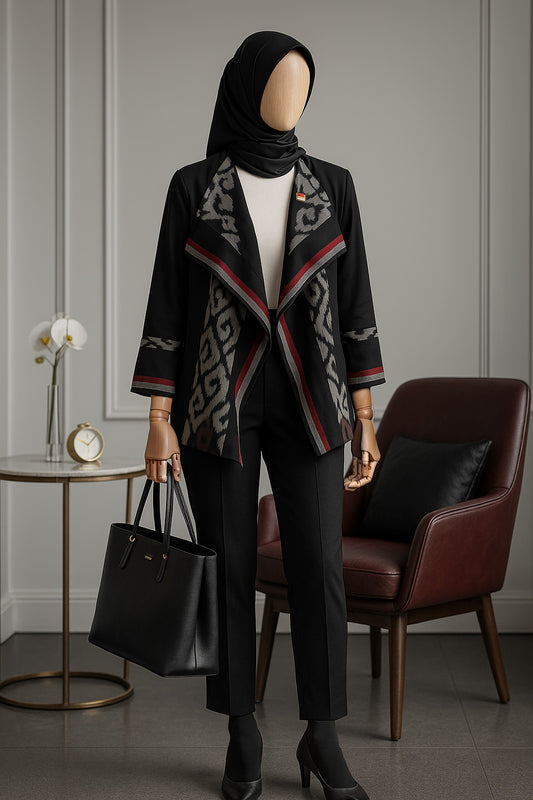 Hezi Black Grey Tenun Outer