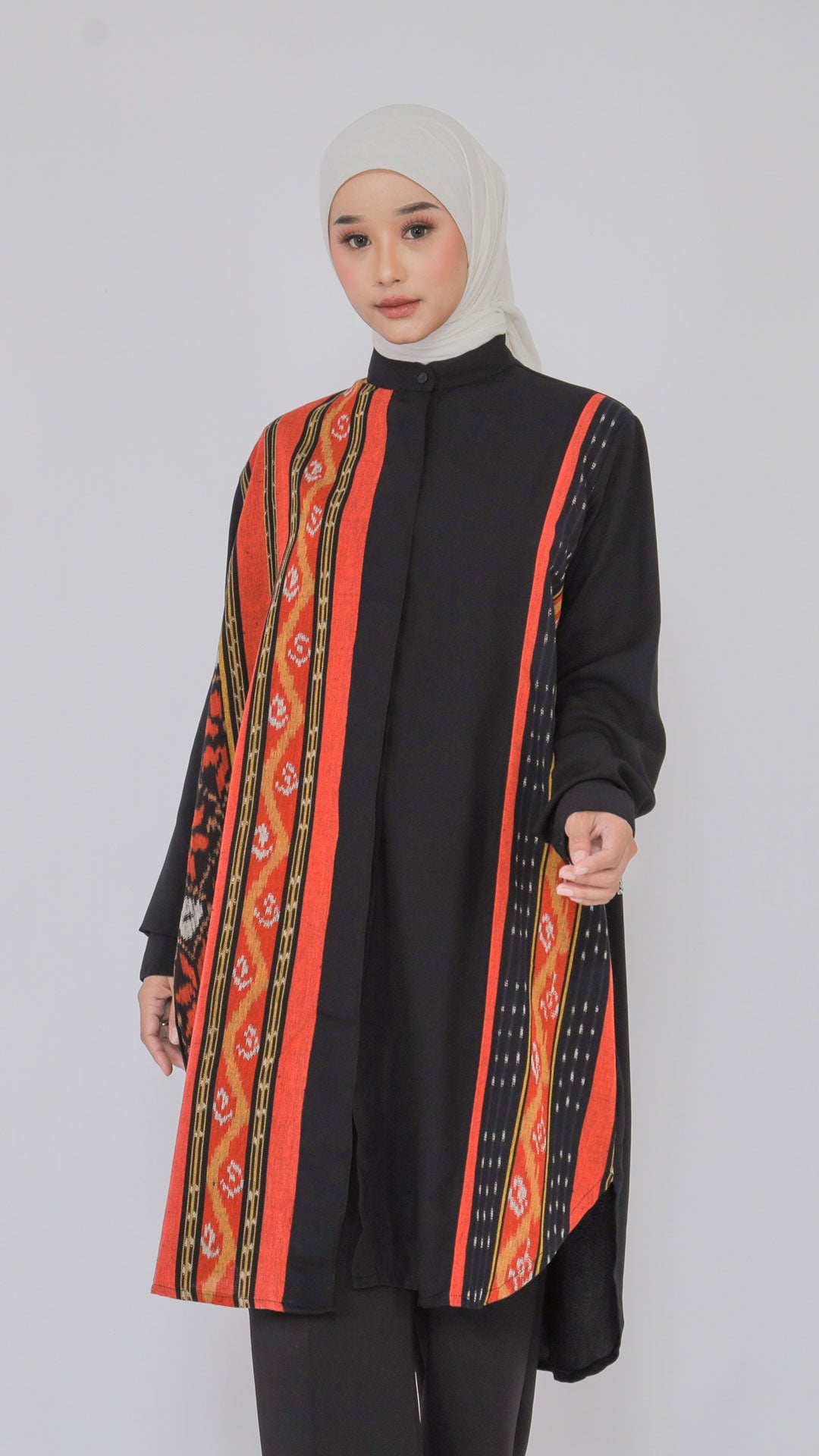 Viera Black Scarlet Oversize Tenun Tunic