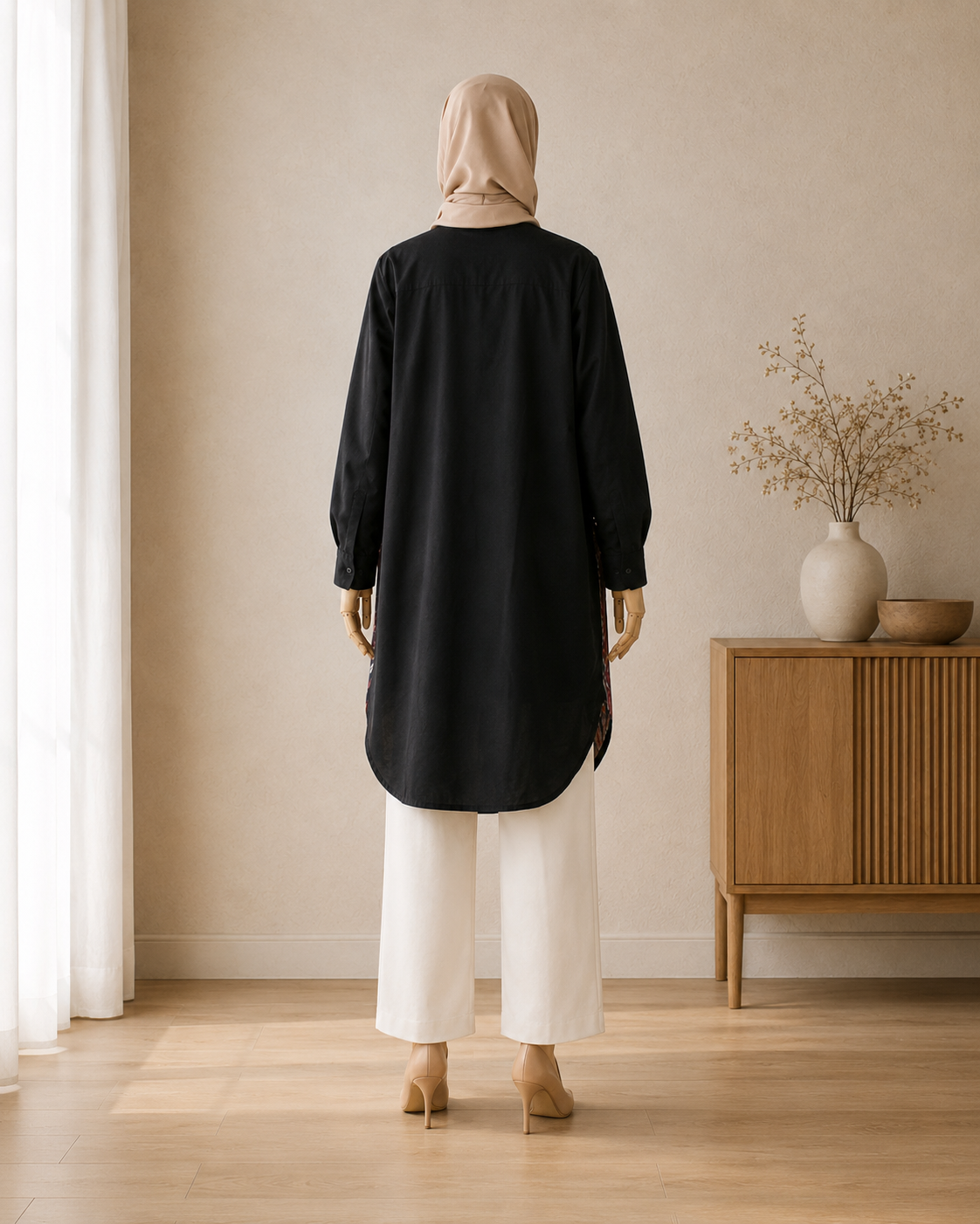 Viera Black Burgundy Oversize Tenun Tunic