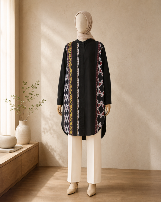 Viera Black II Oversize Tenun Tunic