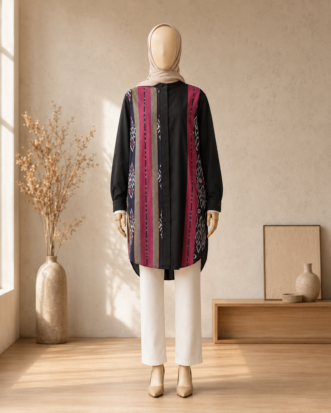 Viera Black Raspberry Oversize Tenun Tunic