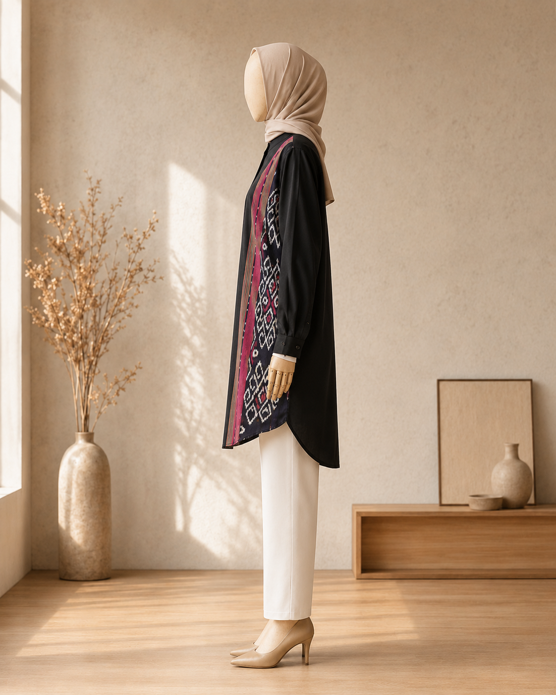 Viera Black Raspberry Oversize Tenun Tunic