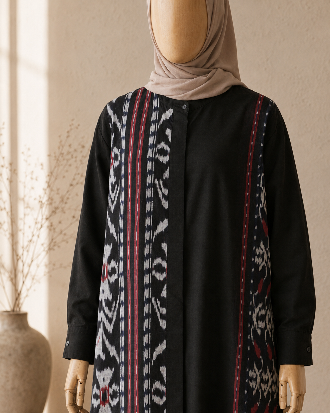 Viera Black Red II Oversize Tenun Tunic