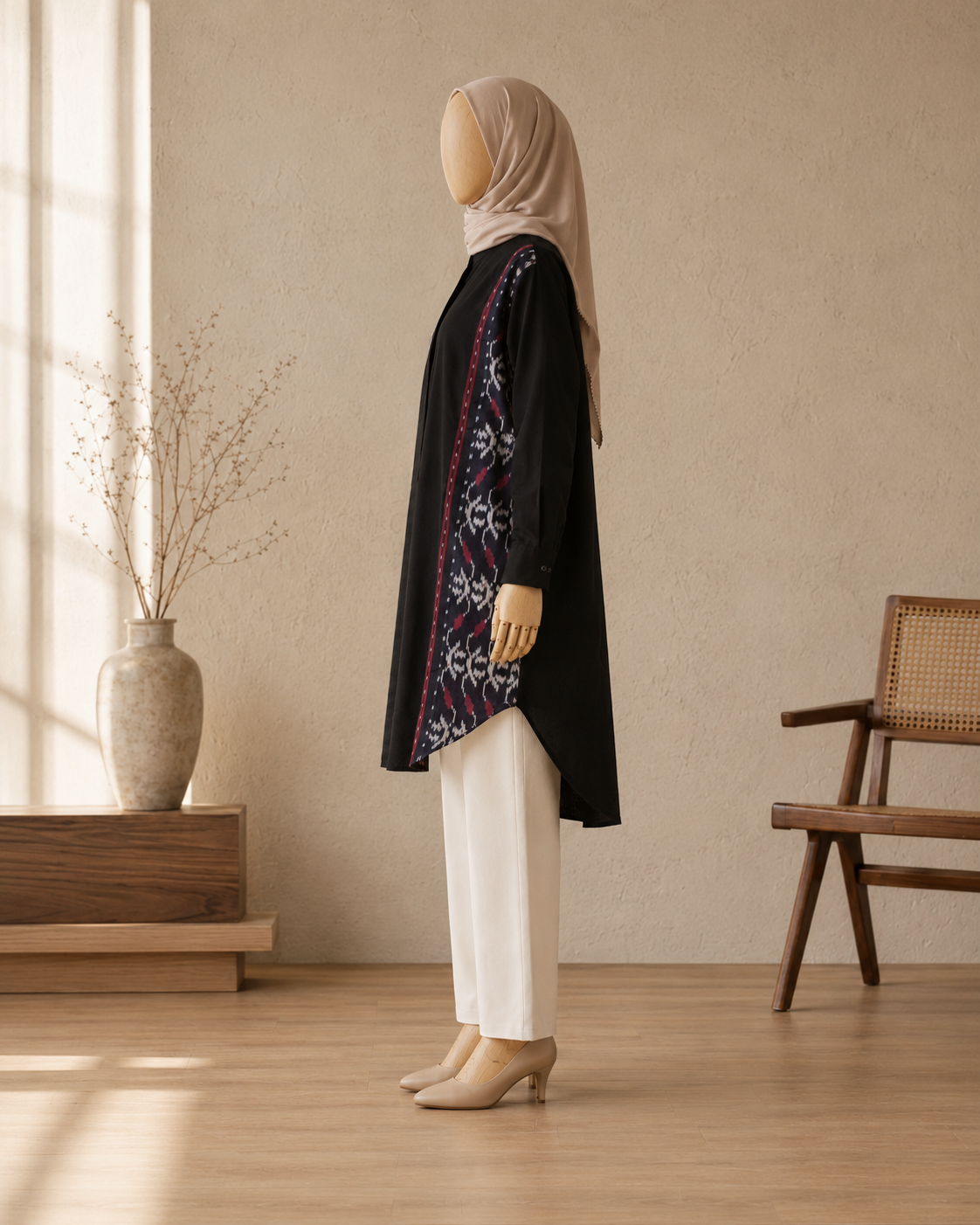 Viera Black Red II Oversize Tenun Tunic