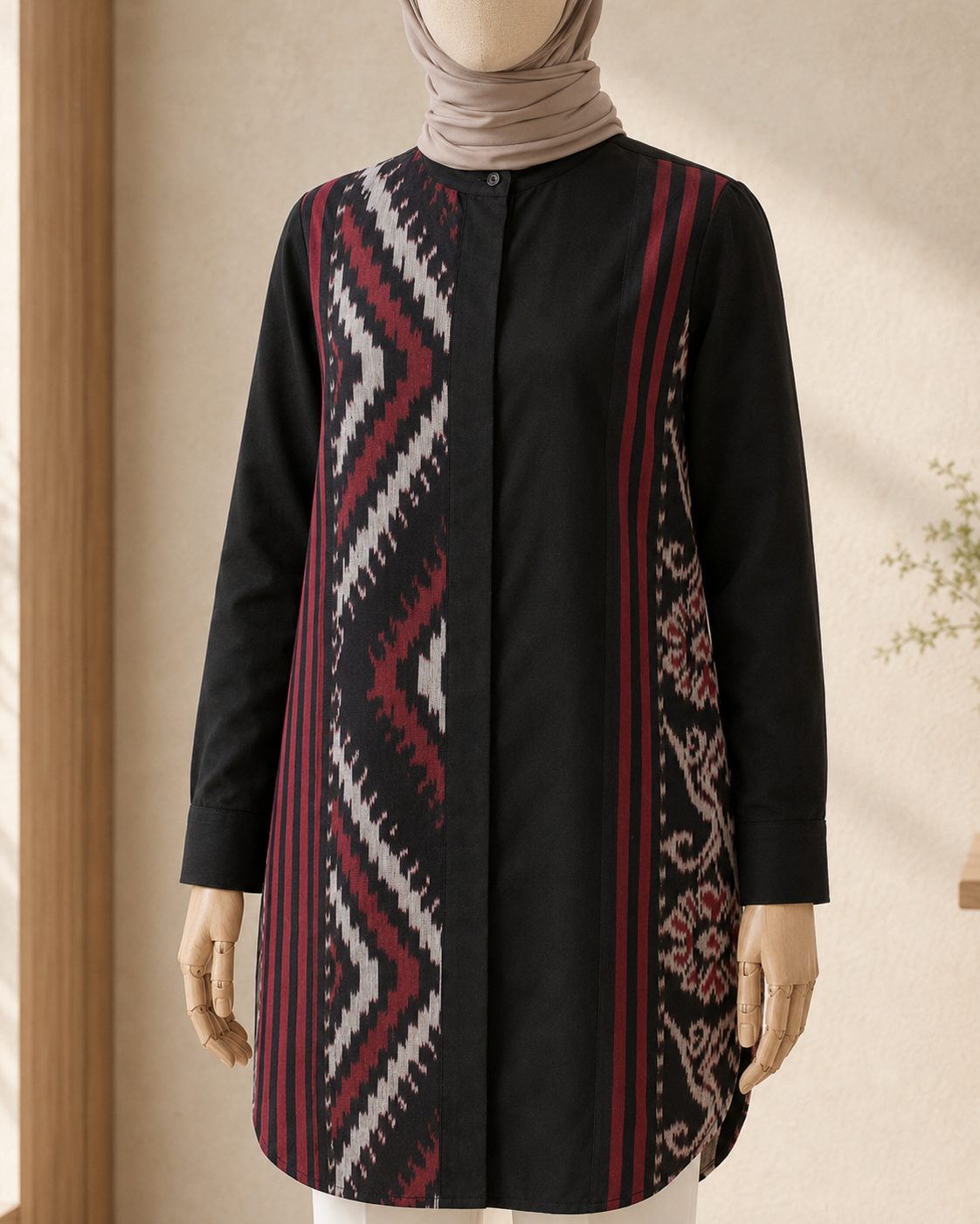Viera Black Red Tenun Tunic