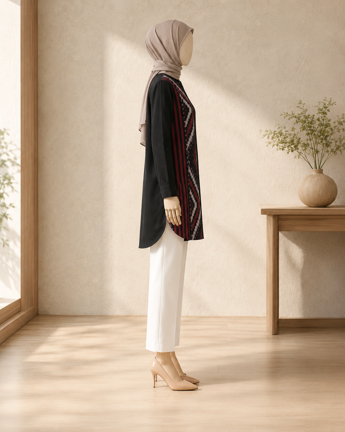 Viera Black Red Tenun Tunic