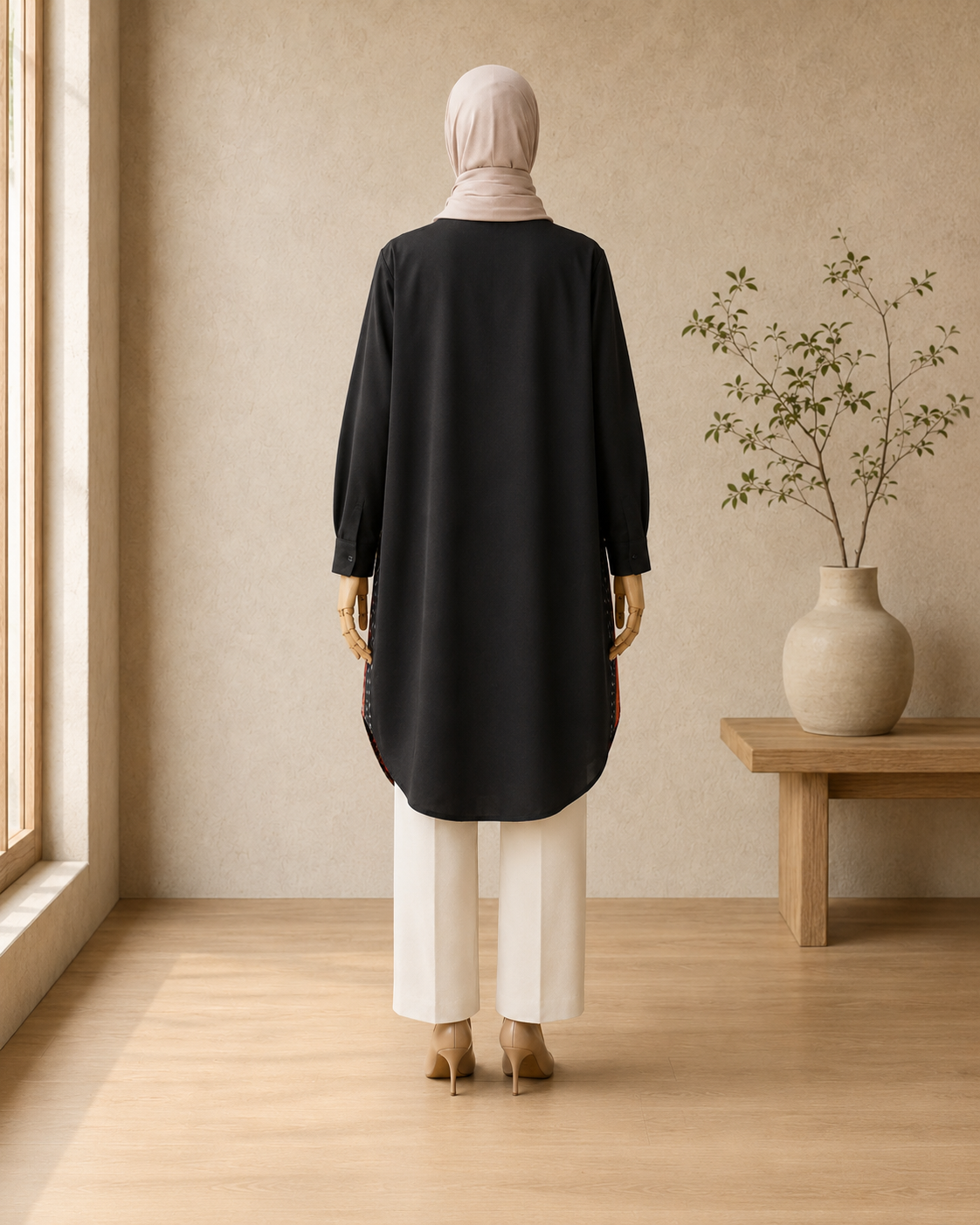 Viera Black Scarlet Oversize Tenun Tunic