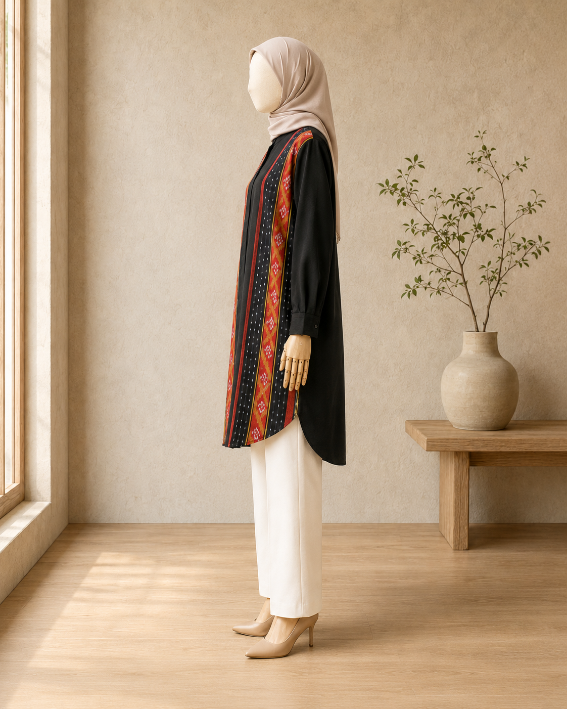 Viera Black Scarlet Oversize Tenun Tunic