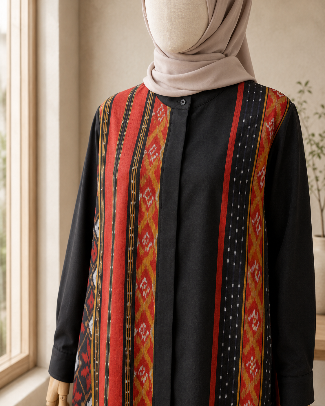 Viera Black Scarlet Oversize Tenun Tunic
