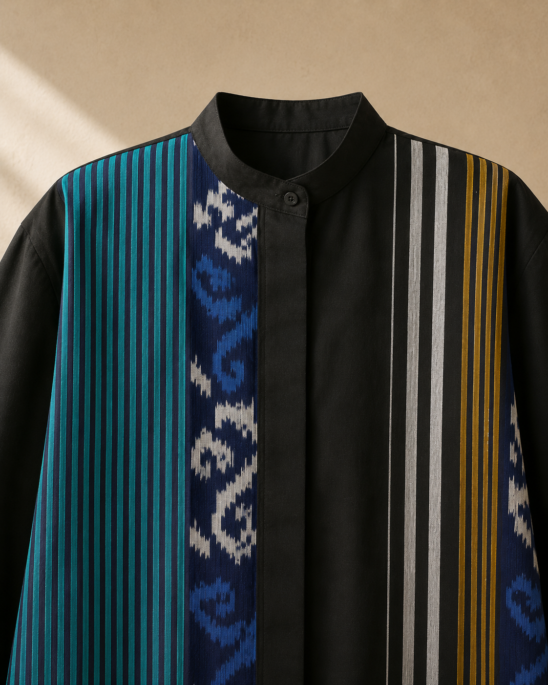 Viera Black Teal Oversize Tenun Tunic
