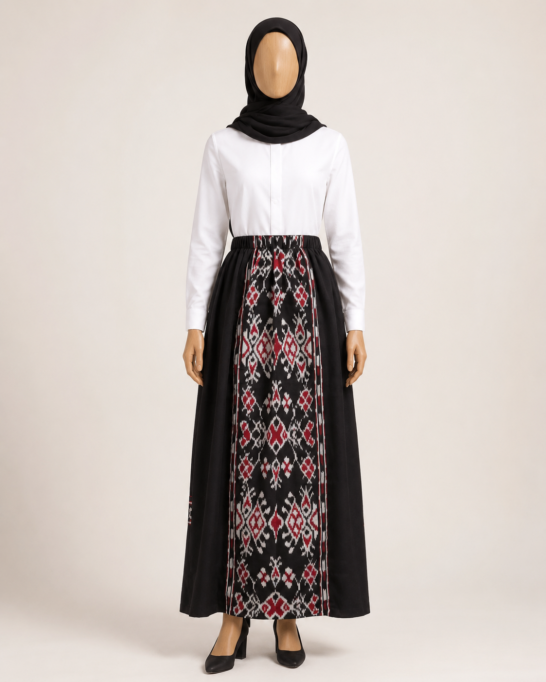 Zelira Black Red Tenun Skirt