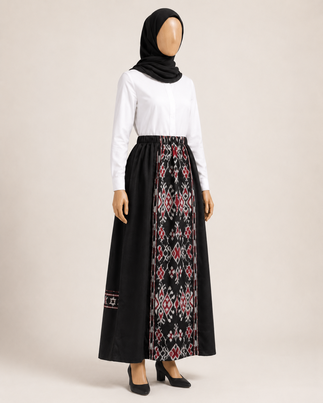 Zelira Black Red Tenun Skirt