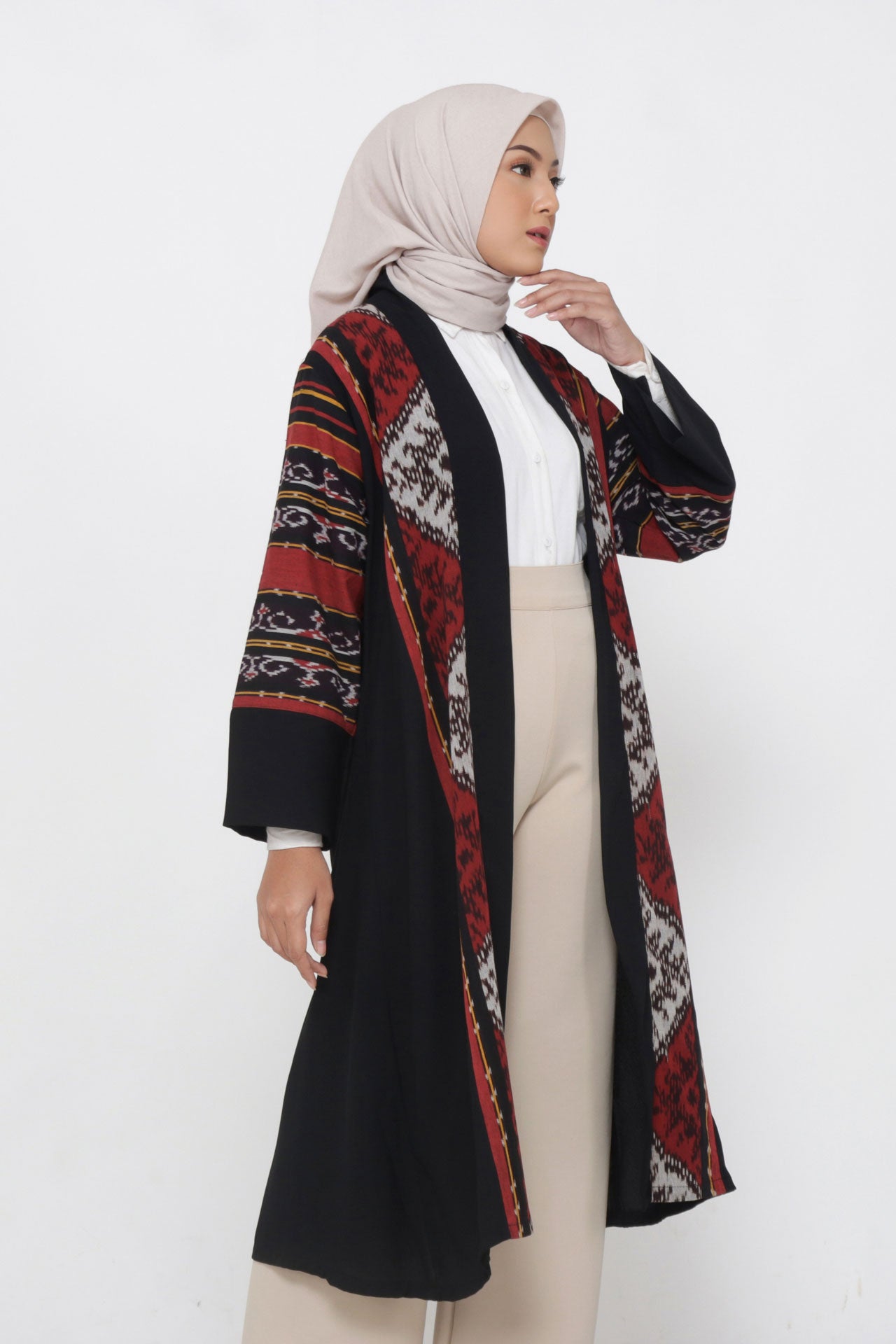 Zilya Scarlet Tenun Long Cardigan