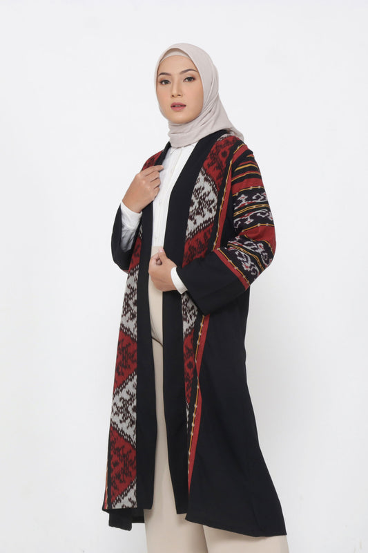 Zilya Scarlet Tenun Long Cardigan