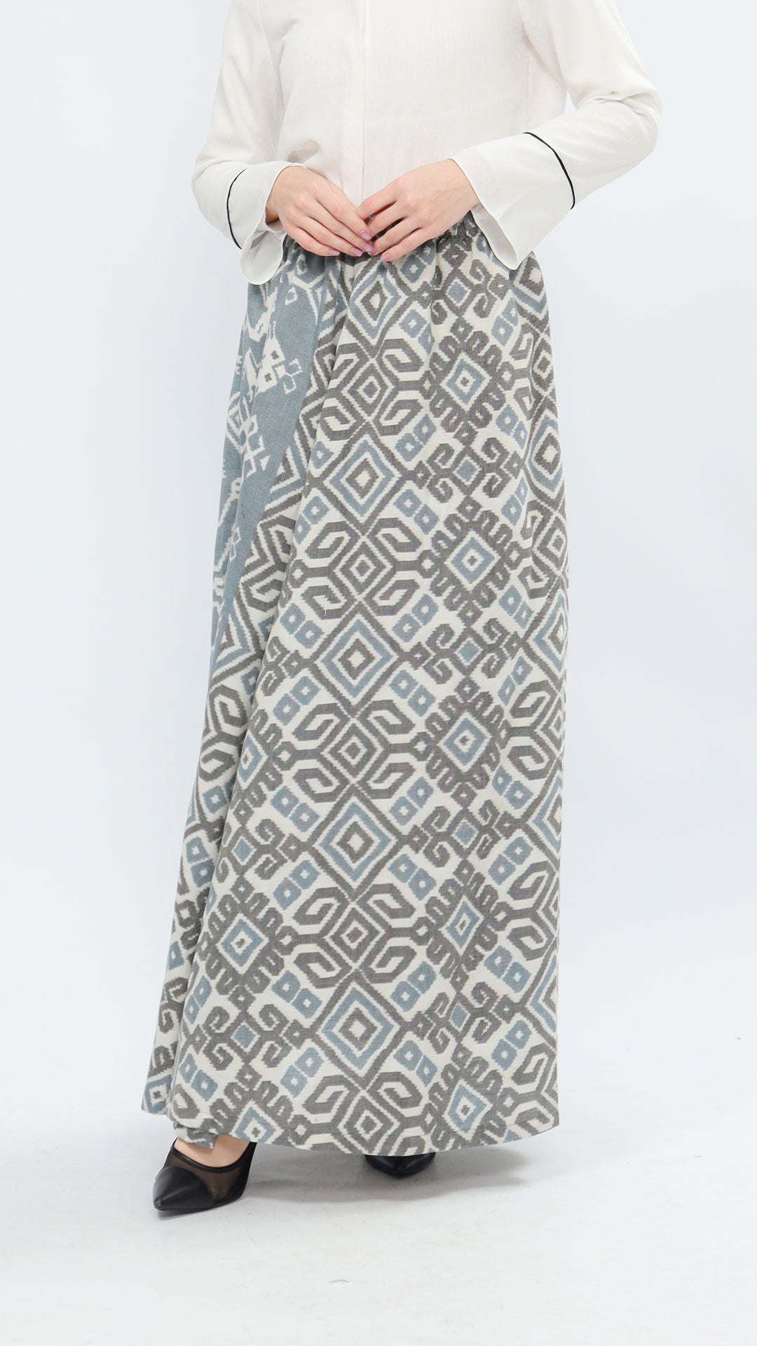 Zulfa Zoa Stone Blue Tenun Skirt