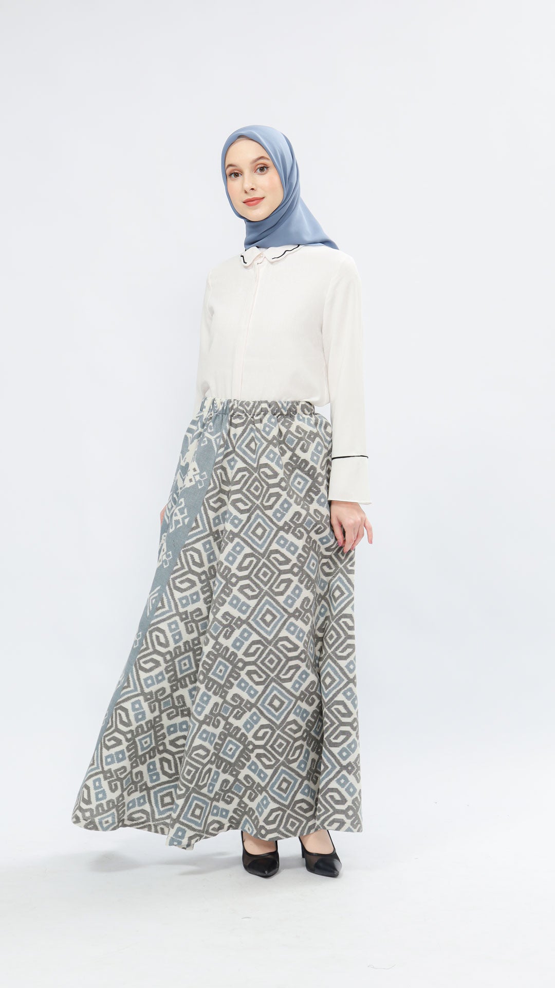 Zulfa Zoa Stone Blue Tenun Skirt