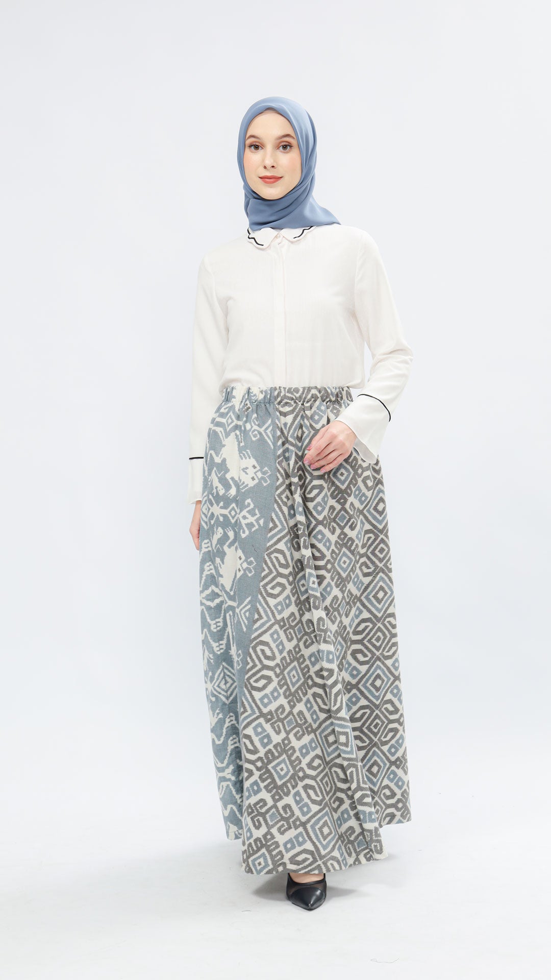 Zulfa Zoa Stone Blue Tenun Skirt
