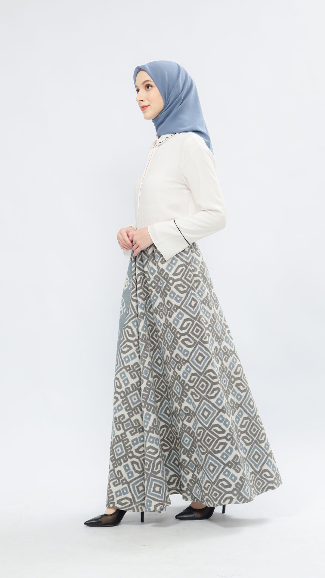 Zulfa Zoa Stone Blue Tenun Skirt