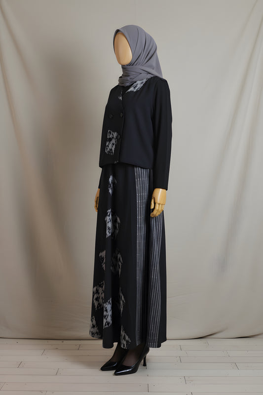 Lale Black Vest & Zulfa Black Skirt Tenun Set