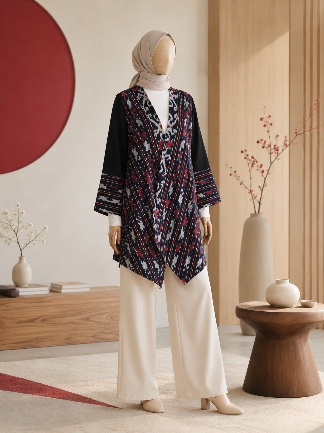 Afita Maroon Tenun Outer