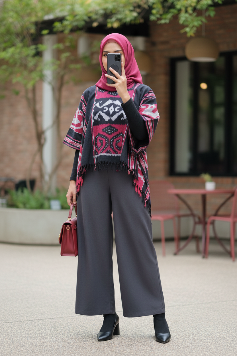 Almira Red Tenun Rumbai Blouse