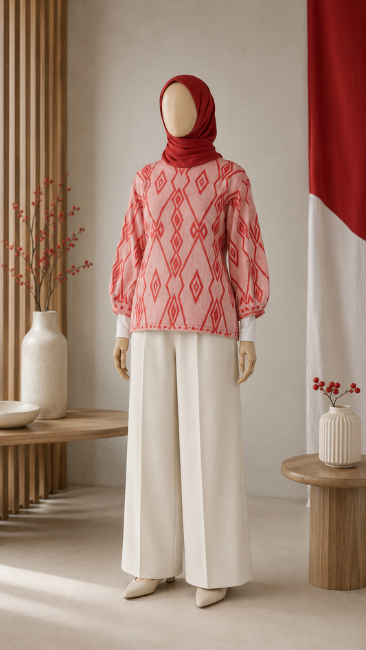 Aruna Red Tenun Blouse