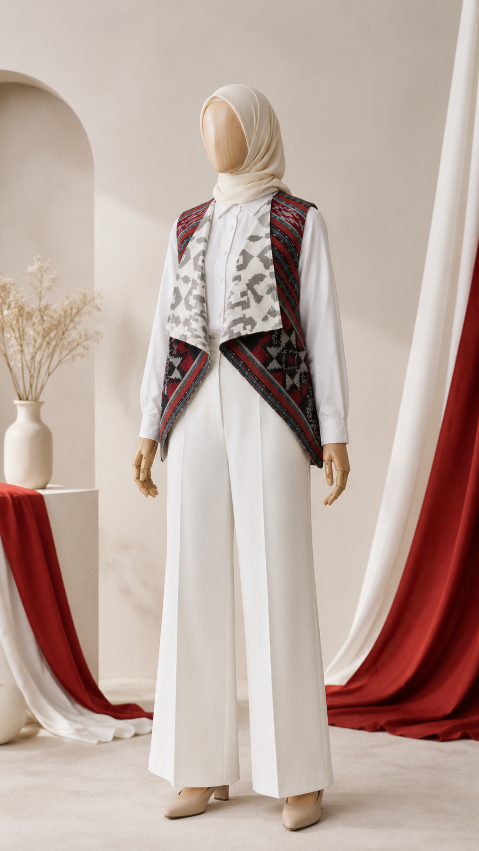Dayana Red White Reversible Vest
