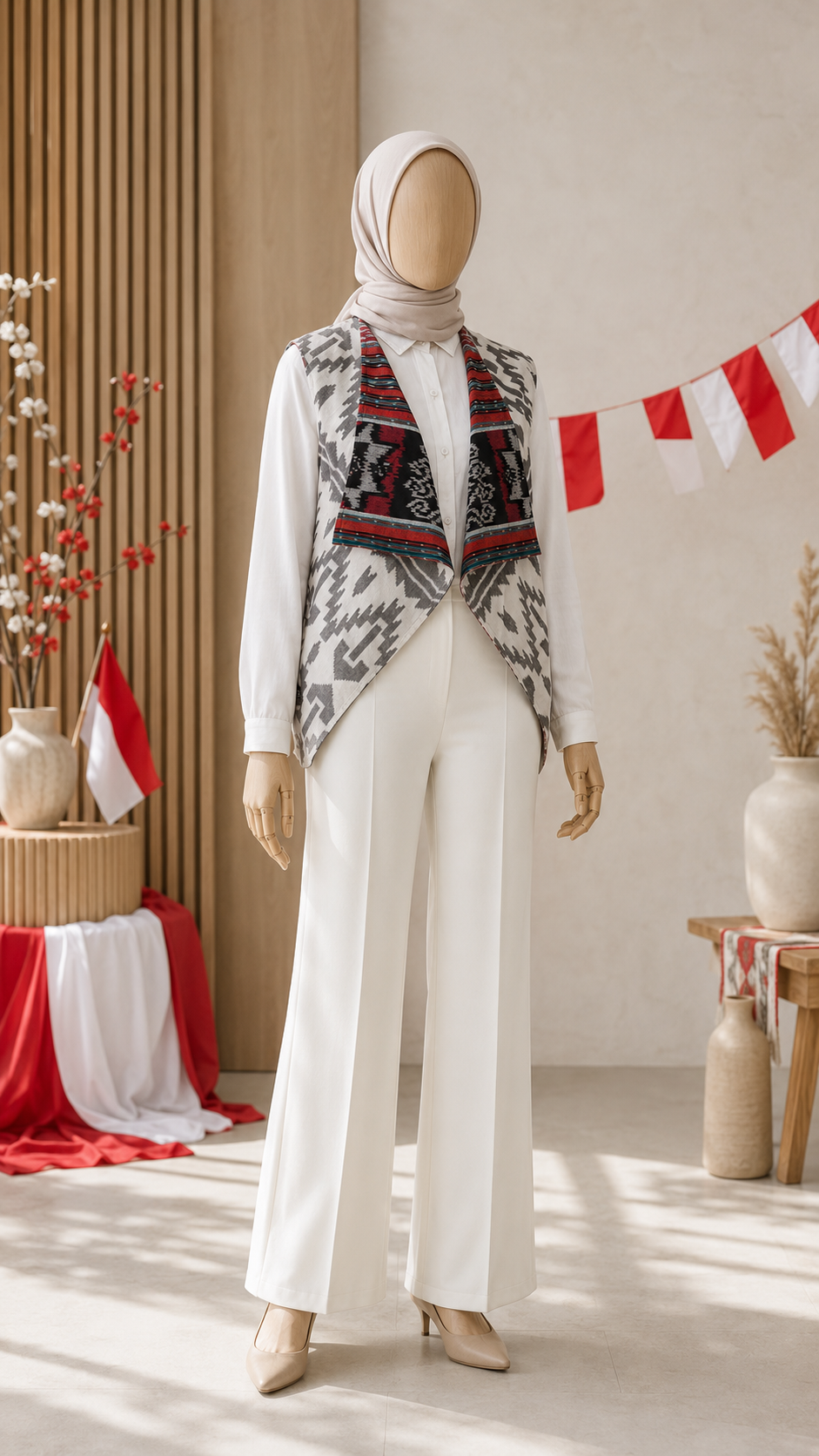 Dayana Red White Reversible Vest