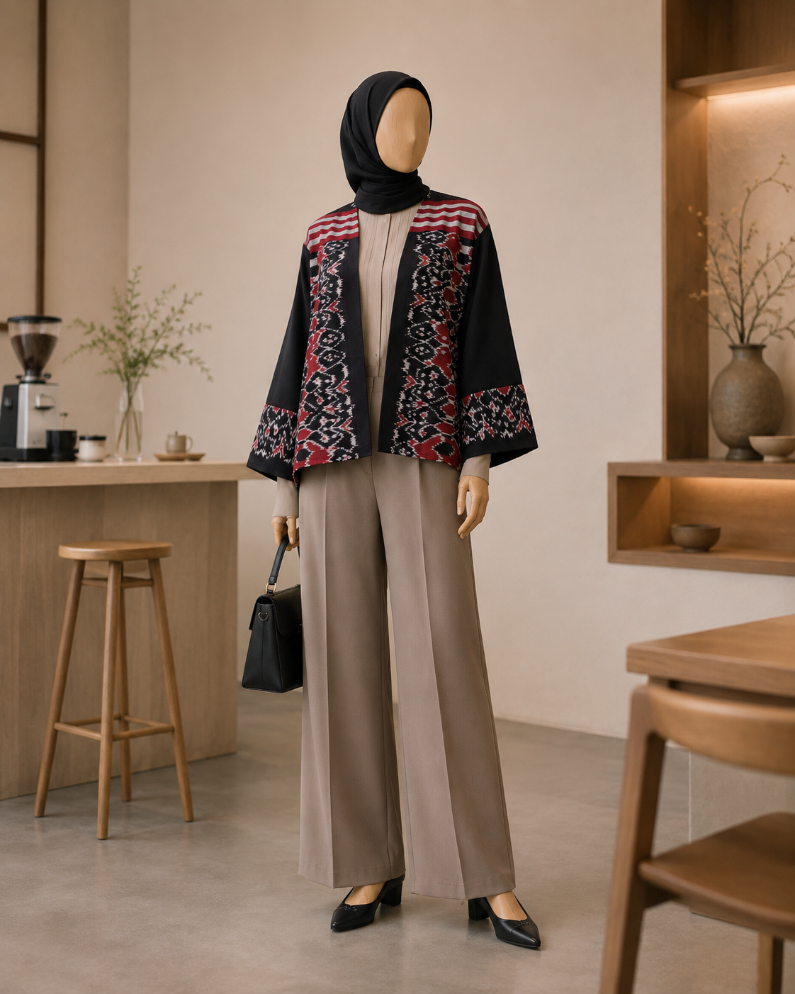 Freya Black Red Tenun Outer