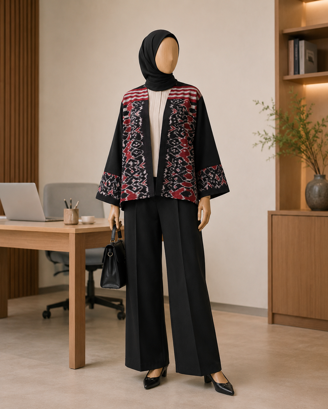 Freya Black Red Tenun Outer