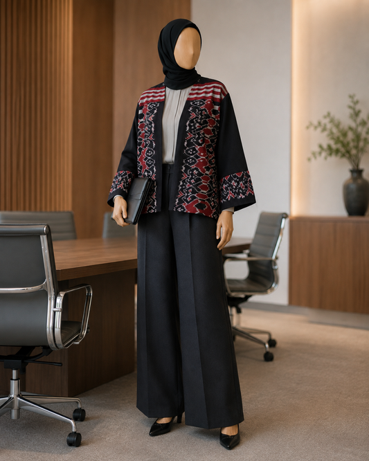 Freya Black Red Tenun Outer